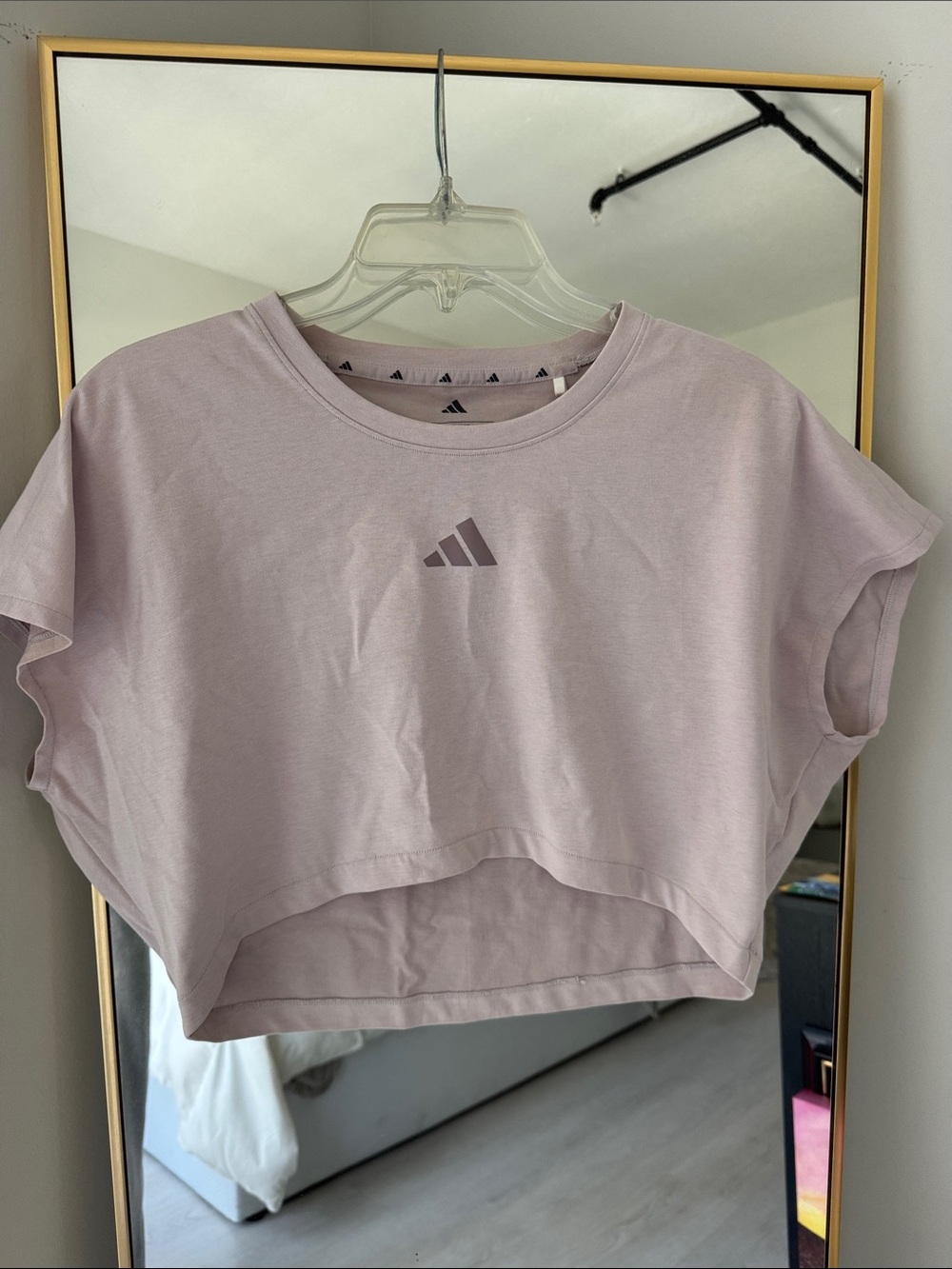 adidas Lavender Cropped Logo Tee